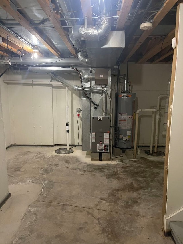 basement with gas water heater