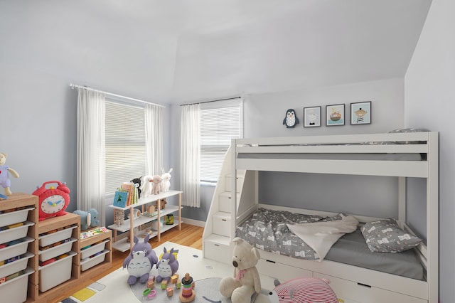 bedroom with light wood-type flooring