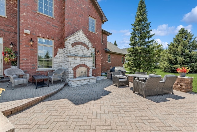 view of terrace with an outdoor living space