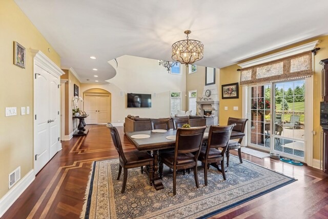 dining room with a chandelier