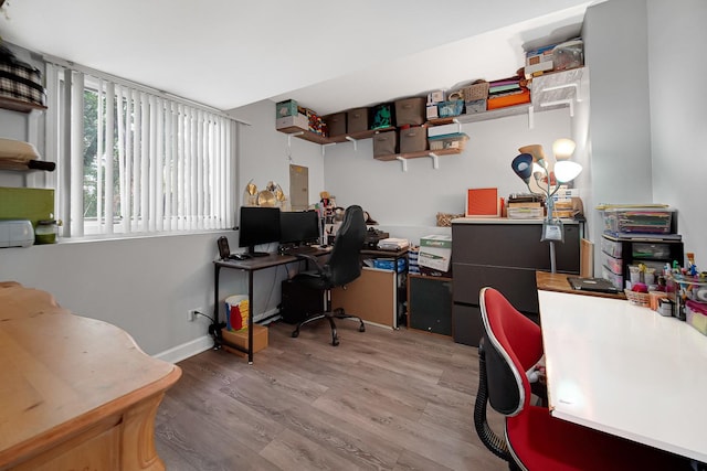 office area featuring hardwood / wood-style floors