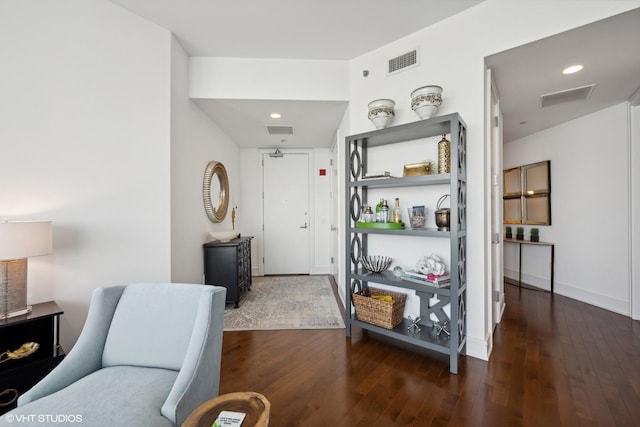 interior space with dark hardwood / wood-style flooring