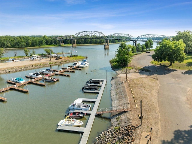 property view of water with a boat dock