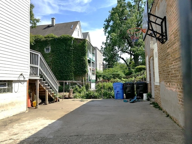 exterior space featuring stairway