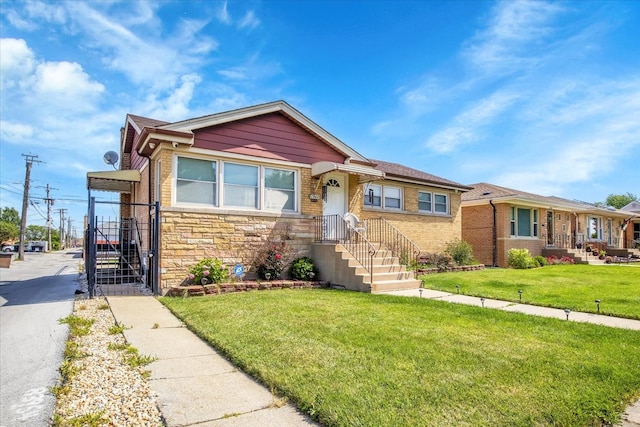 view of front facade featuring a front yard