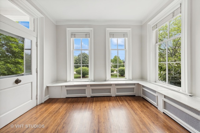 unfurnished sunroom with radiator