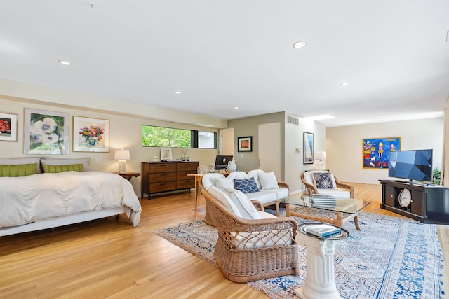 bedroom featuring light wood-type flooring