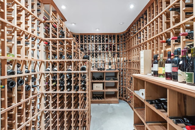 wine room with concrete flooring