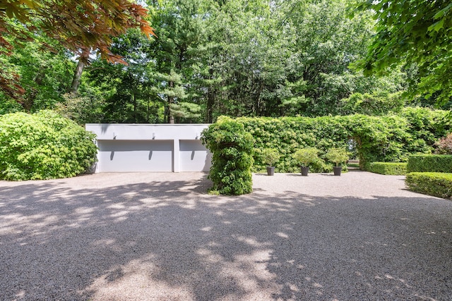 exterior space with a garage