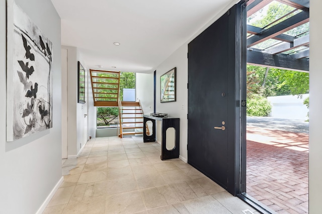 interior space with light tile flooring