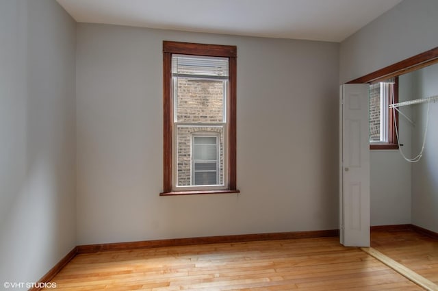 unfurnished bedroom with light hardwood / wood-style flooring