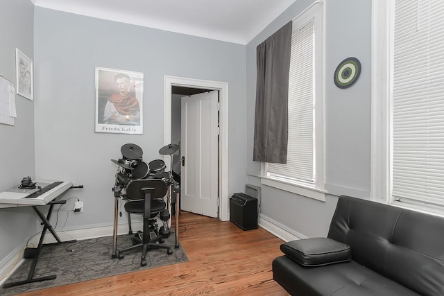 office space featuring hardwood / wood-style flooring