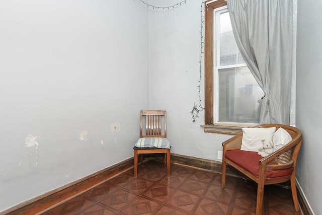 sitting room with parquet floors