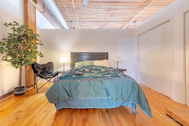 bedroom featuring a closet and wood-type flooring