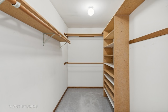 spacious closet featuring light carpet