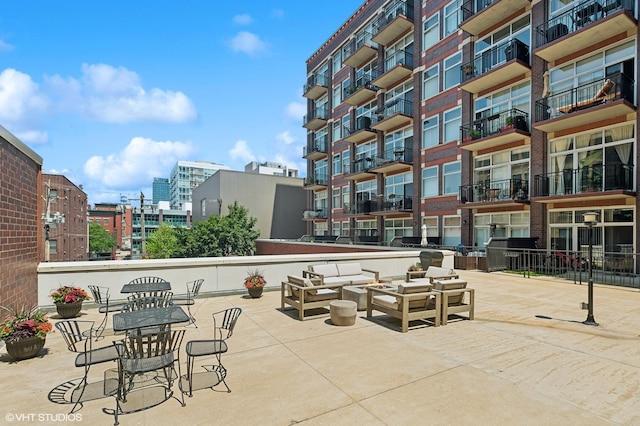 exterior space with an outdoor living space