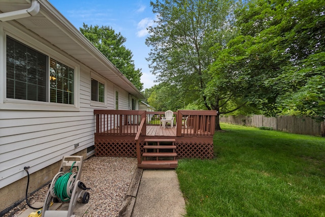 view of yard featuring a deck