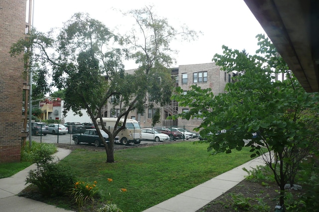 view of community featuring a lawn