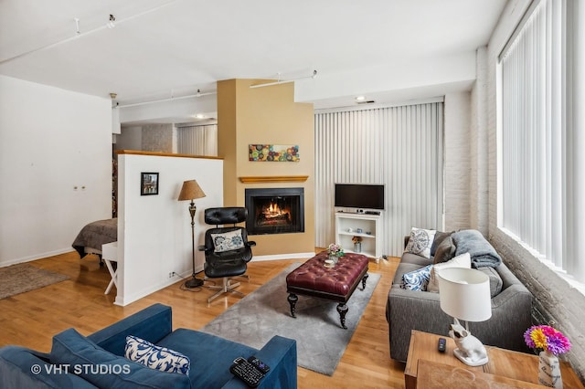 living room featuring hardwood / wood-style flooring and a wealth of natural light