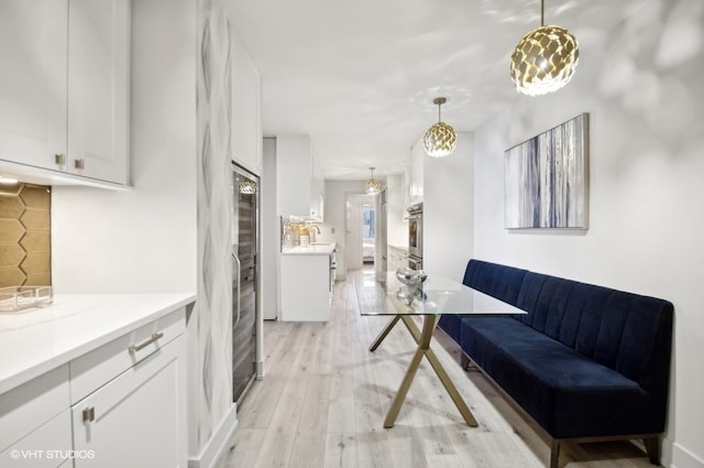 dining space featuring light hardwood / wood-style floors