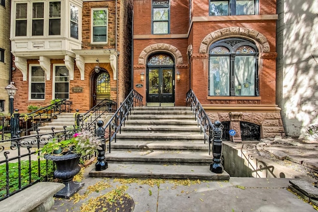 doorway to property featuring french doors