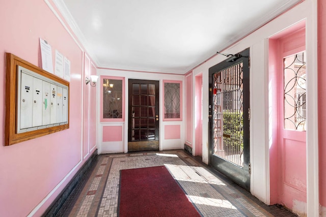 interior space featuring crown molding