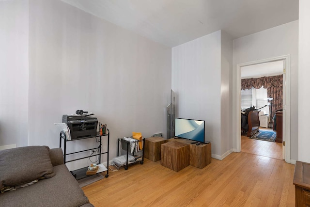 office space with light wood-type flooring