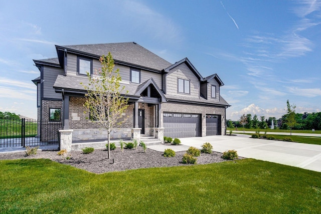 view of front of home featuring a garage and a front lawn