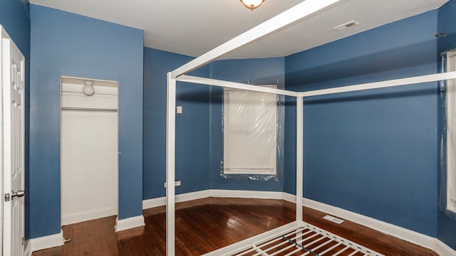 walk in closet with hardwood / wood-style flooring