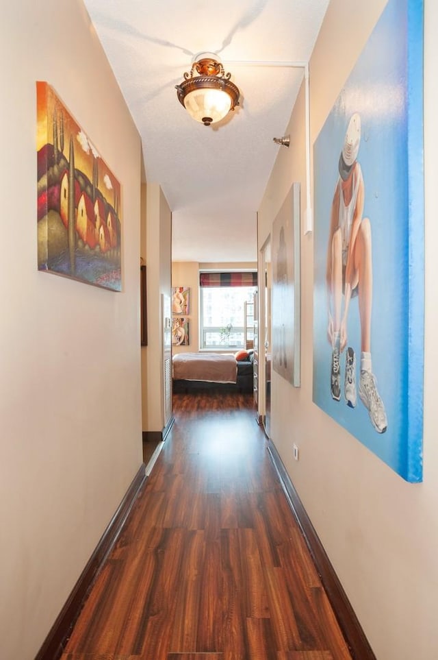 hallway featuring dark hardwood / wood-style floors