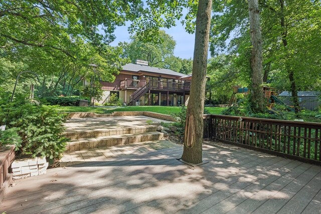 view of patio featuring a wooden deck