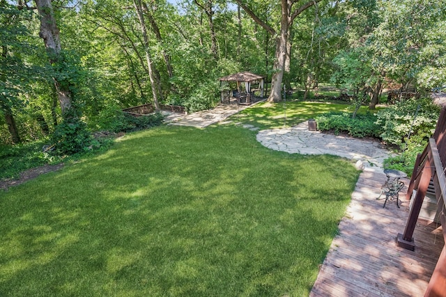 view of yard with a gazebo