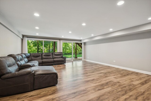 living room with wood-type flooring