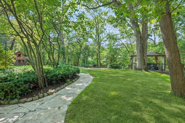 view of yard with a gazebo