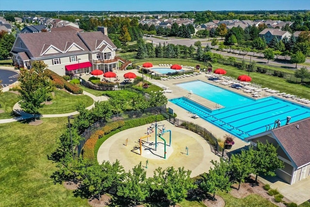 drone / aerial view featuring a residential view