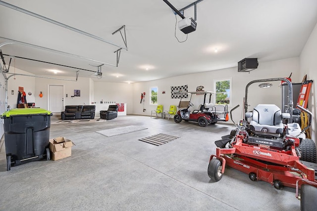 garage with a garage door opener