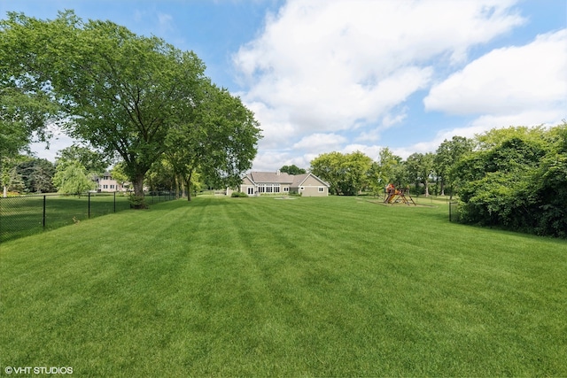 view of yard with a playground