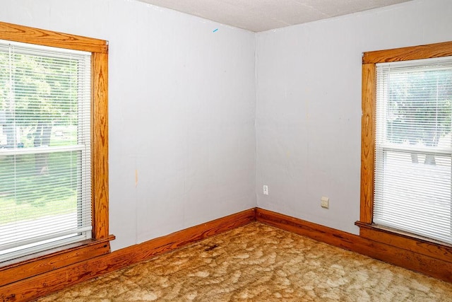 carpeted spare room with a healthy amount of sunlight