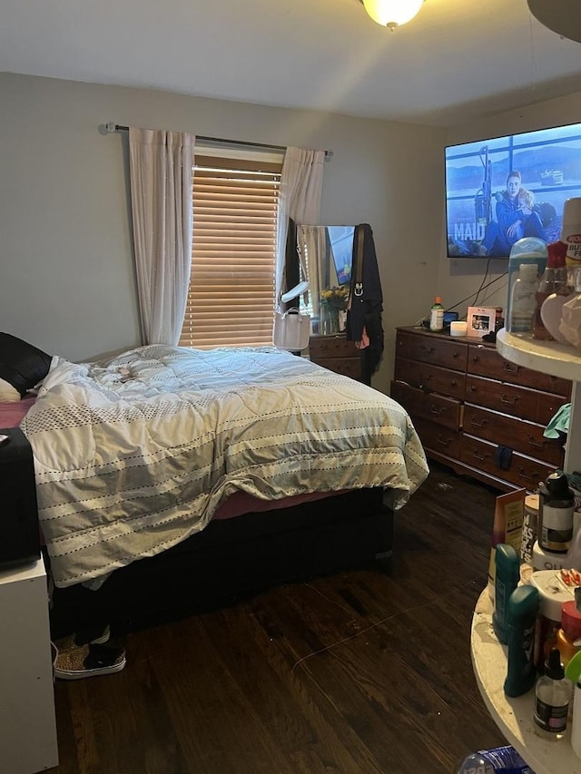 bedroom featuring dark hardwood / wood-style flooring