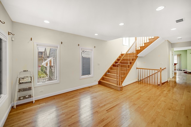 interior space with light hardwood / wood-style flooring