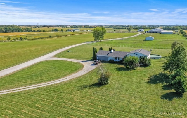 aerial view with a rural view