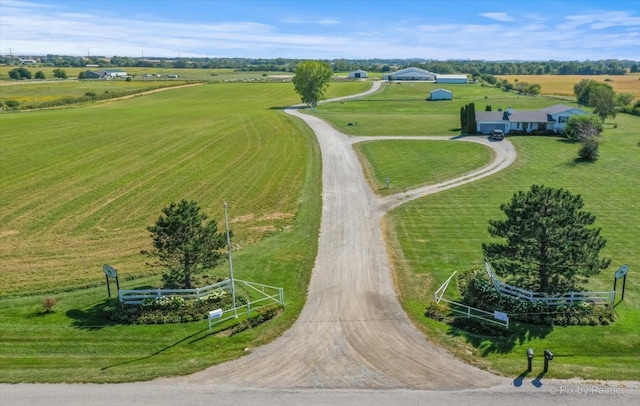 aerial view featuring a rural view