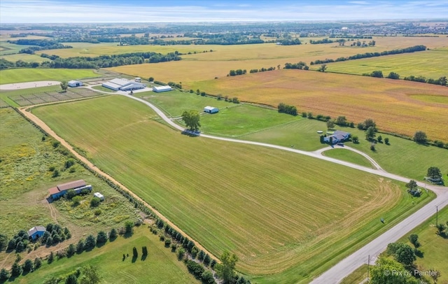 birds eye view of property with a rural view