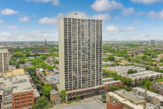 view of building exterior featuring a city view