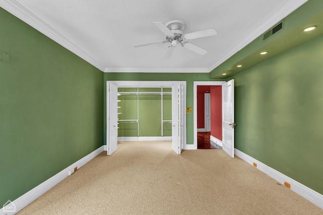 1755 E 55th St Unit 804, Chicago, IL 60615 - unfurnished bedroom with crown molding, carpet floors, baseboards, recessed lighting, and a closet