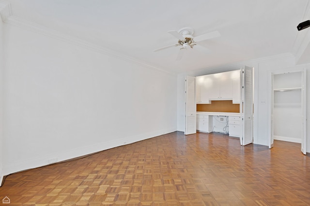 1755 E 55th St Unit 804, Chicago, IL 60615 - unfurnished bedroom with crown molding, baseboards, and a ceiling fan