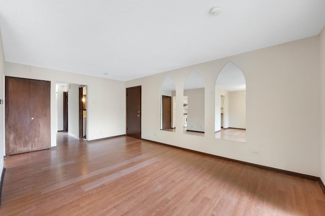 spare room featuring wood-type flooring