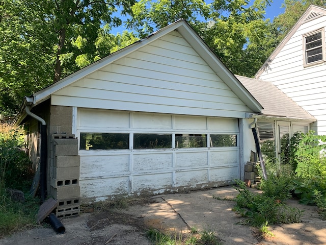 view of garage