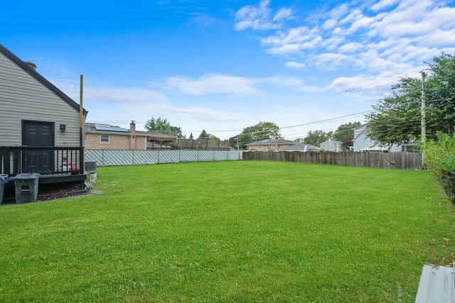 view of yard with a wooden deck