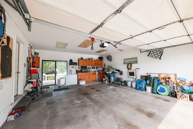 garage with a garage door opener